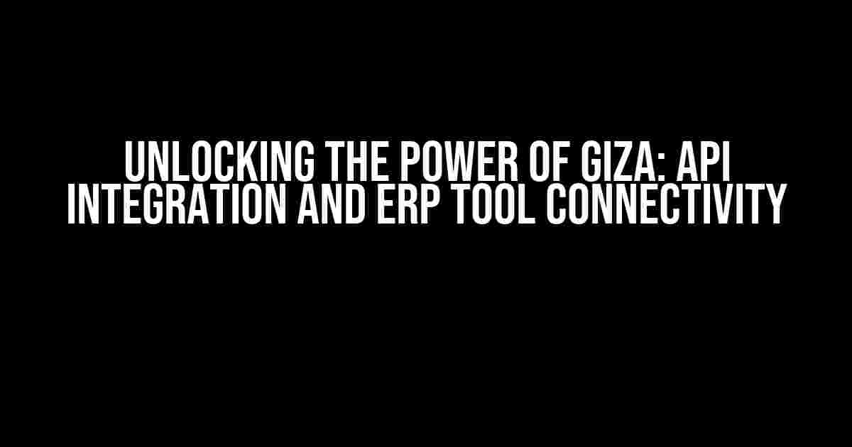 Unlocking the Power of Giza: API Integration and ERP Tool Connectivity