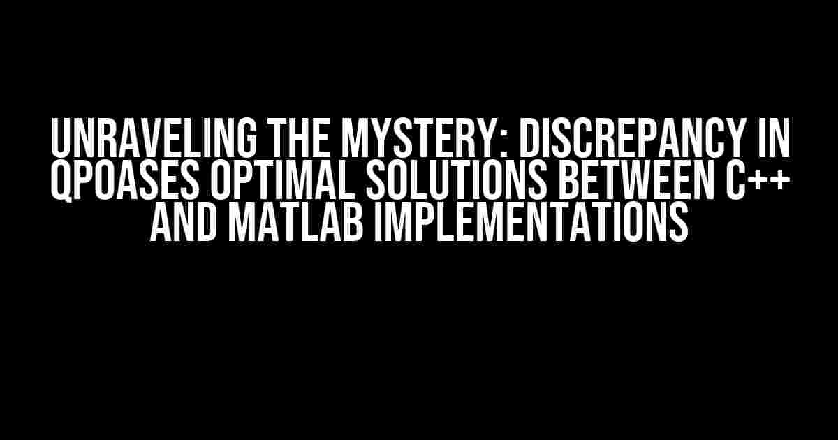 Unraveling the Mystery: Discrepancy in qpOASES Optimal Solutions Between C++ and MATLAB Implementations